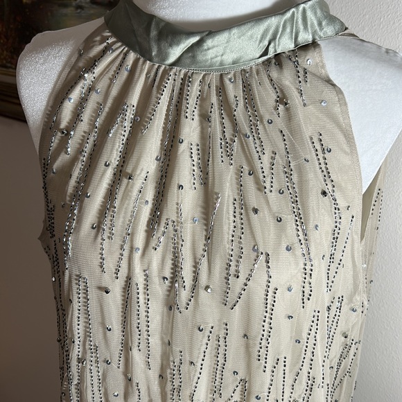 BNWT. Sean Jean. Beaded, Silk Drop Waist Dress. Celadon Green. Sz 10 Stunning🤩 - Picture 5 of 12